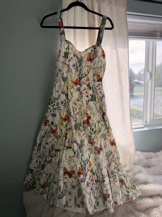 Avec Les Filles Dresses & Skirts - Floral Butterfly Print Sundress in Cream and Orange